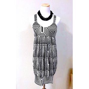 Retro Striped Sleeveless Cocktail Dress